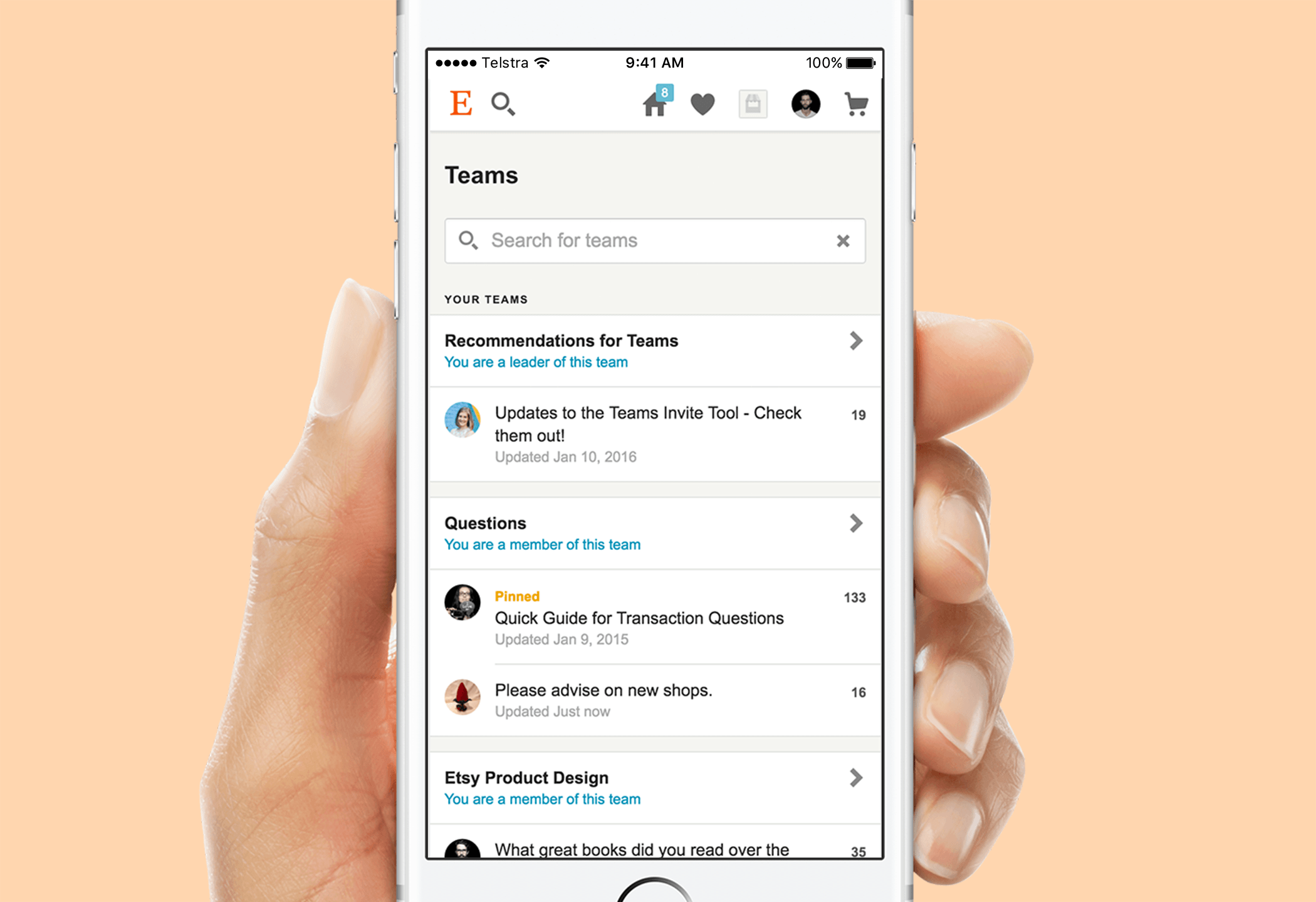 Etsy Teams app